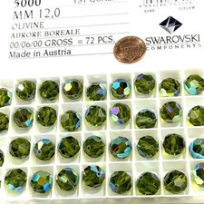 Swarovski Art. 5000 - 12mm Olivine AB Round Crystal Beads 6pcs SW144