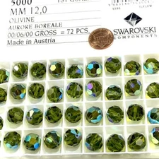 Swarovski Art.# 5000 - 12mm Olivine AB Round Crystal Beads 6pcs SW144
