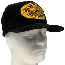 Vintage Gold Dust Castro & Sons Produce Patch Hat Cap Black 80s K Brand Corduroy