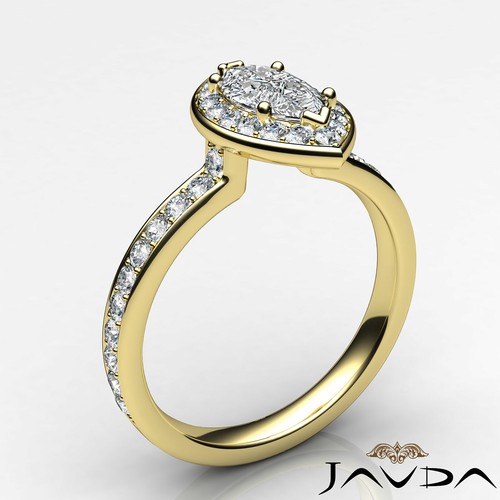 Conjunto de anillo de compromiso de diamantes marquesa con halo de catedral para mujer GIA F VS1 0,95 quilates - Imagen 9 de 12