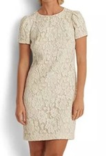 Lauren Ralph Lauren L77321 Winter Cream Puff-Sleeve Lace Cocktail Dress Size 4