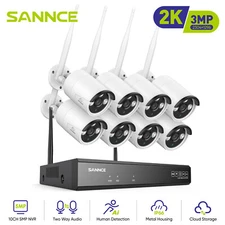 SANNCE 5MP 10CH NVR Wireless 3MP WiFi Two Way Audio Security Camera System AI