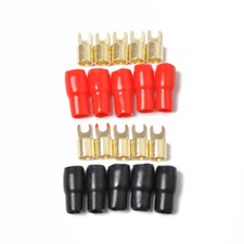 5 Pairs Copper Gold Plated 4 Gauge Strip Terminal Spade Adapters Connectors Plug