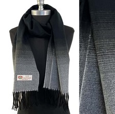 New 100 CASHMERE Scarf Black White Fade Soft Warm Wool Made In England