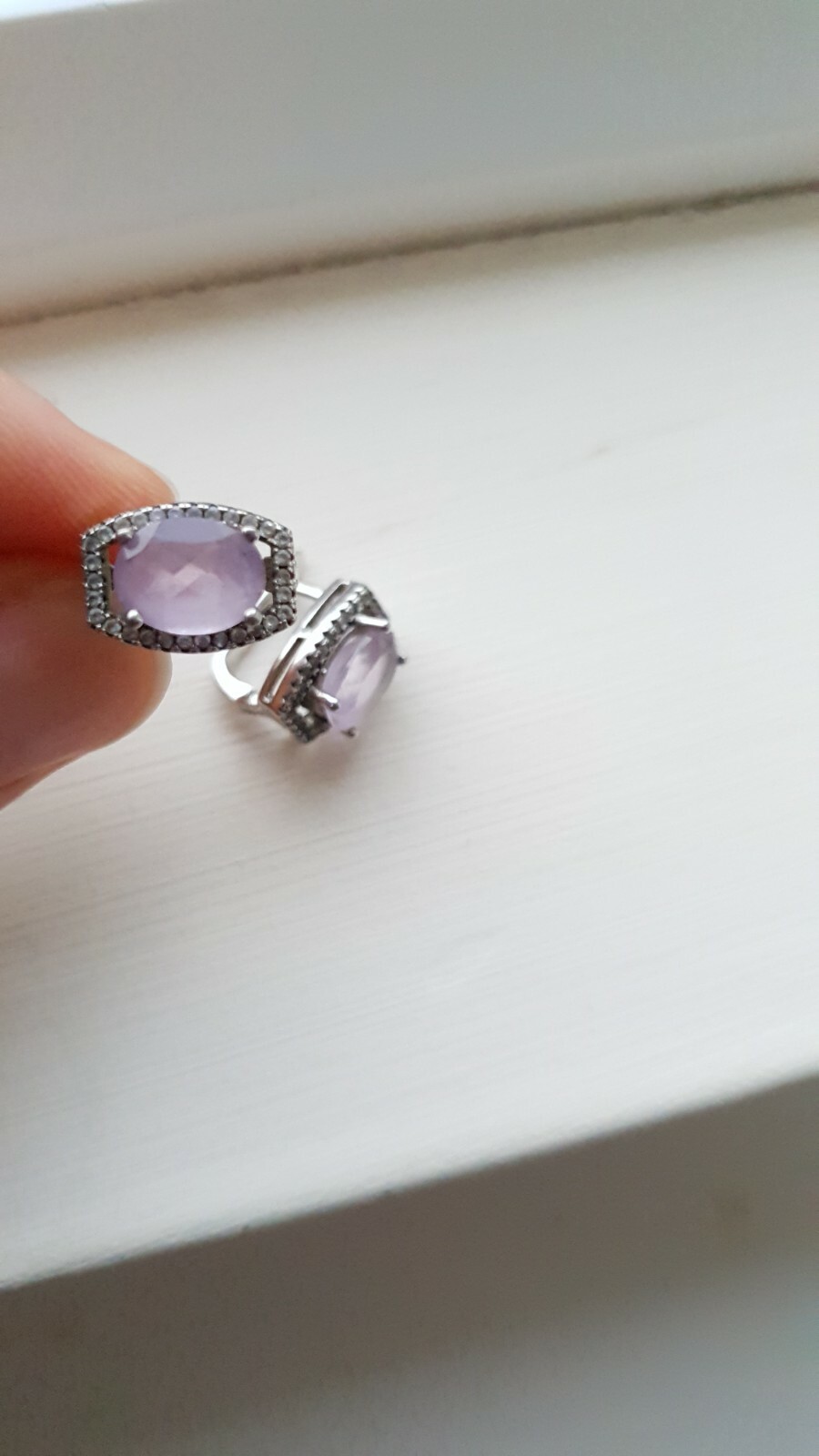 Solid Silver Amethyst Halo Earrings - image 5