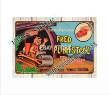 MARX FRED FLINTSTONE FLIVVER TOY metal tin sign cafe tavern wall plaques