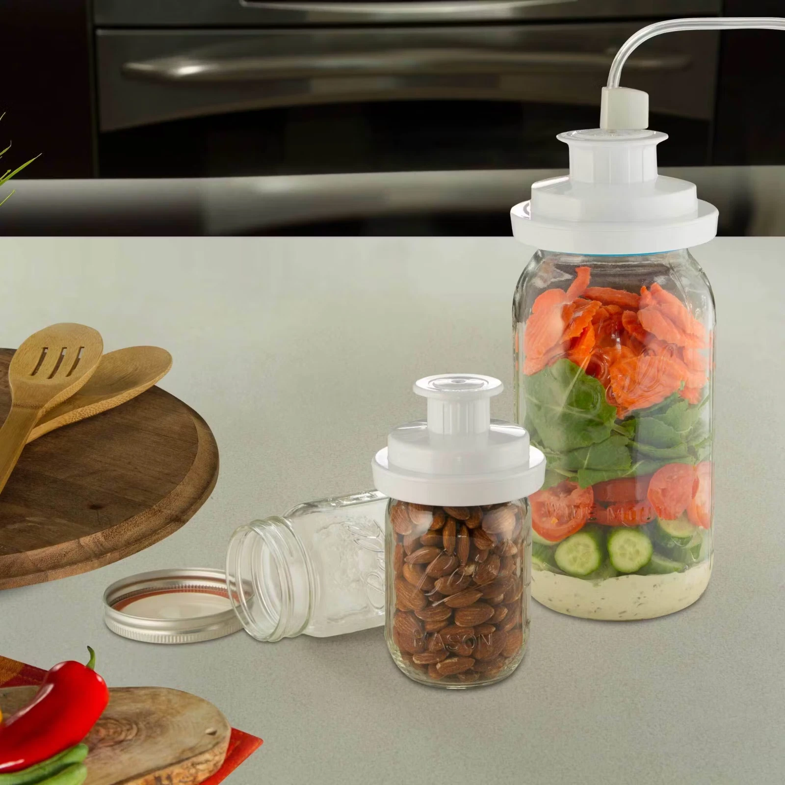 FoodSaver Vacuum Sealer Wide & Regular Mouth Mason Jar FCARWJAH-000 Food Saver