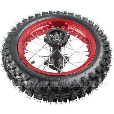 12'' Rear Wheel Rim Tire Assembly 80/100-12 Wheel Dirt Pit Bike Red Aluminum Rim