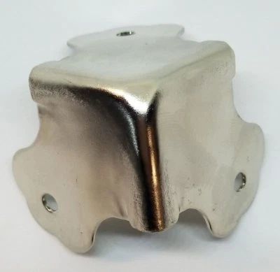 Nickel Plated Trunk Corner steamer chest box chrome satin cap cover antique v...