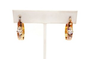 Authentic Gold Plated Sterling Silver 925 Diamond Cross Hoop Earrings Inspirational