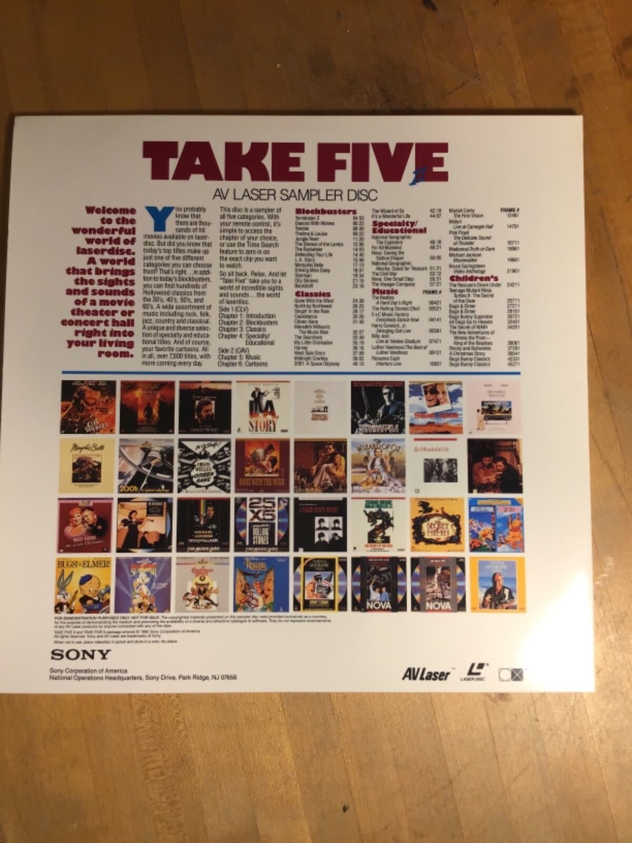 Laserdisc A * Sony Take Five II * AV Laser Sampler Disc Very Good