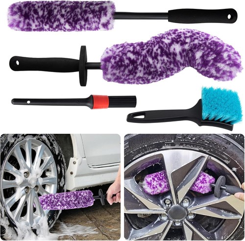 Wheel Tire Cleaning Brush Kit Cars Motorcycles RVs Trucks Rim Hub Ultra Soft...