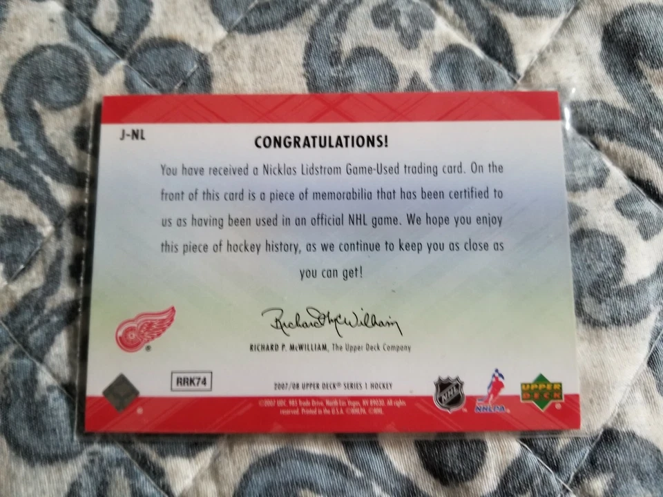 2007-08 Upper Deck Hockey Game Jersey Nicklas Lidstrom - Image 2 of 2