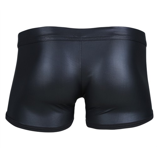 Sexy Mens Latex Leather Boxer Briefs Shorts Fashion Wetlook Underwear Underpants - Picture 3 of 17
