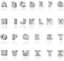52PCS 8Mm Full Rhinestones Slide Alphabet Letters Charms A-Z Alphabet Charms for