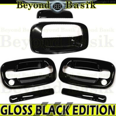 1999-2006 CHEVY SILVERADO Std/Ext GLOSS BLACK Door Handle COVERS w/PSK+Tailgate