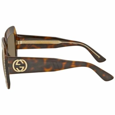 GUCCI Sunglasses 54mm Oversize Square Havana Brown Crystals 
