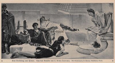 A Lecture from Homer by Alma Tadema - 1911 Art Print ~16x9cm -
