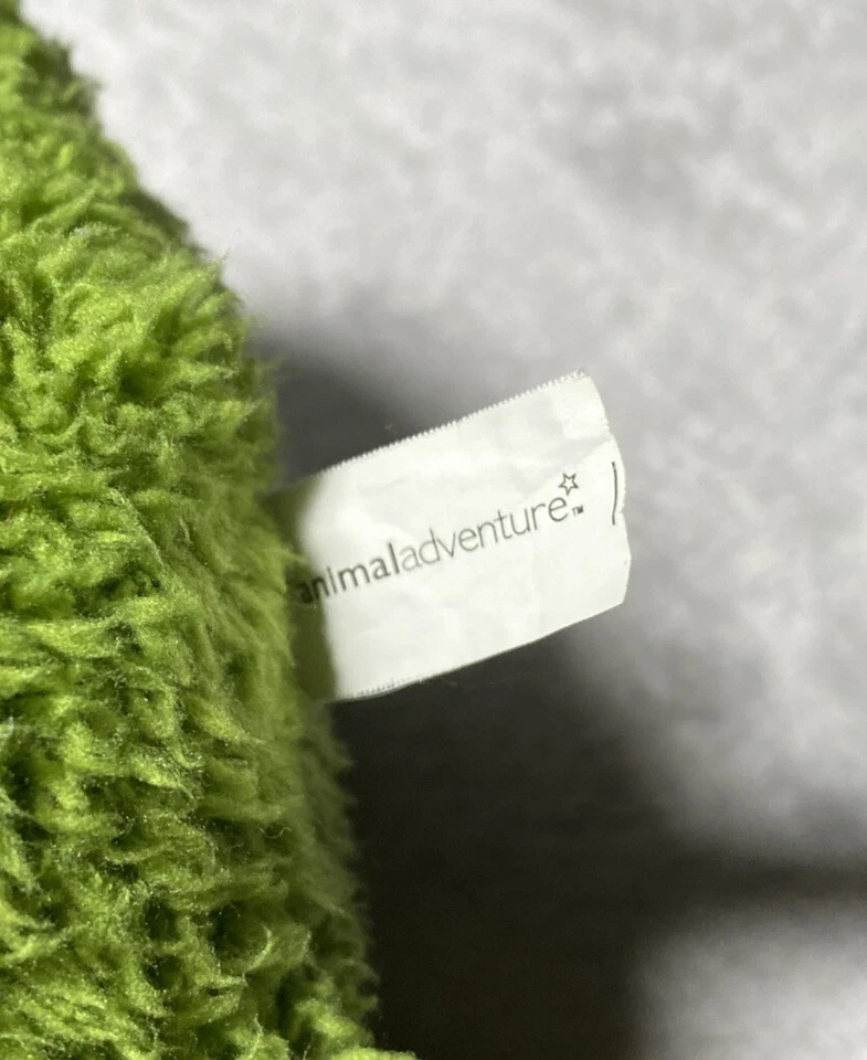 Animal Adventure Green Frog Plush Yellow Eyes Floppy Shaggy Soft Bean Bag Toy - Image 3 of 4