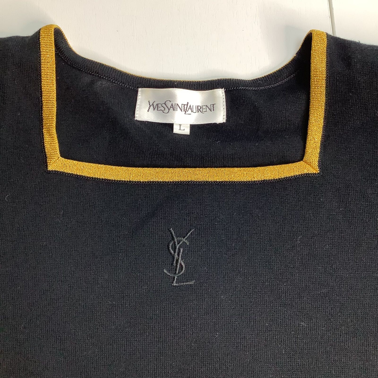 Top autentici Yves Saint Laurent vintage YSL a maniche corte lavorati a maglia taglia L