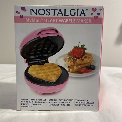 NOSTALGIA MyMini HEART 5'' Waffle Maker Pink  