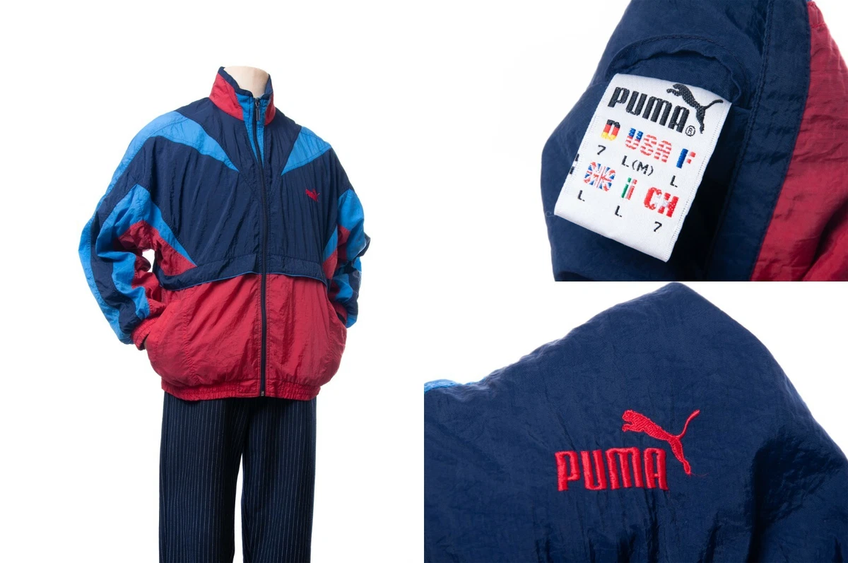 Men's PUMA Vintage 80s 90s Shell Suit Track Jacket Color Multi Windbreaker