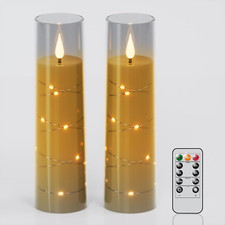Flameless Candles with Remote Timer, 2 Pack Flickering LED Battery Operated Cand