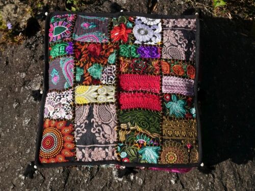Indian Square Patchwork Large Floor Cushion Decorative Ethnic 18" Pillow Covers - Picture 5 of 44