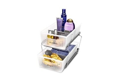  2-Tier Organizer, Multi-Purpose Slide-Out Storage Baskets with 1-Pack Frost