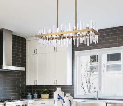 CRYSTAL CHANDELIER MODERN SATIN GOLD KITCHEN DINING ROOM 20 LIGHT FIXTURE 36''