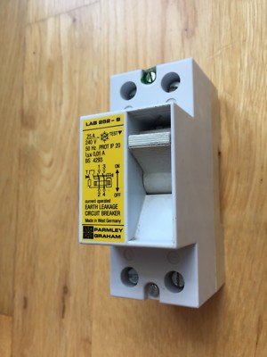 PARMLEY GRAHAM 25A AMP 100mA RCD 2 POLIG LAB252-S 240V ERDUNGSSCHLUSSSCHALTER