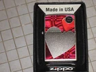 New ZIPPO Windproof Oil Lighter USA 41476 OLS Valentine Heart  Satin Chrome Case