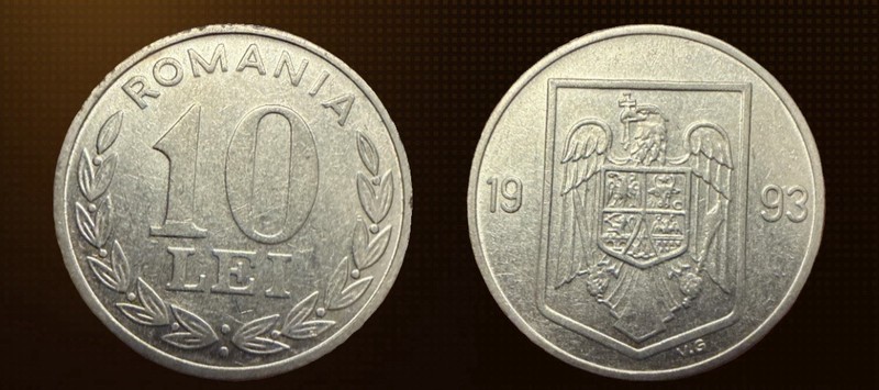 1993 Romania 10 Lei World Coin - Mintage 6,000,000 - KM# 116