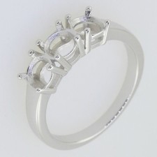 MTO Sterling Silver Semi-Mount Ring Setting 3 Stone Design Round 5x5mm Women  s