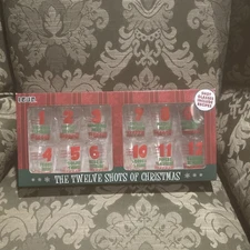NEW ICUP THE TWELVE SHOTS OF CHRISTMAS 12 SHOT GLASS SET + RECIPE