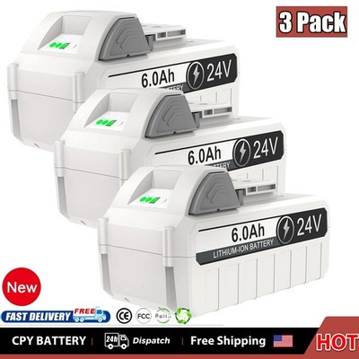 3PACK 6.0Ah 24Volt Battery for Snow Joe + Sun Joe iON+24VBAT-LTX 24VBAT-LTW 24V