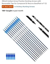 12 Pack Archery Arrows Training Practice Carbon Target Arrows New, Open Box