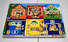 Melissa  Doug Latches Board Educational Numbers Toy Puzzle Locks Animals 