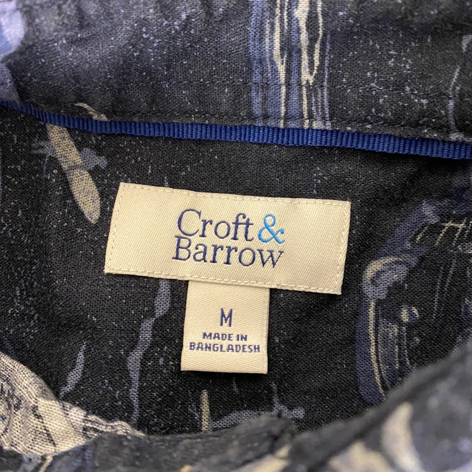 Camisa Croft & Barrow Abotonada Para Hombre Mediana Hawaiana Surf Palmera Tropical Foto 3 de 4