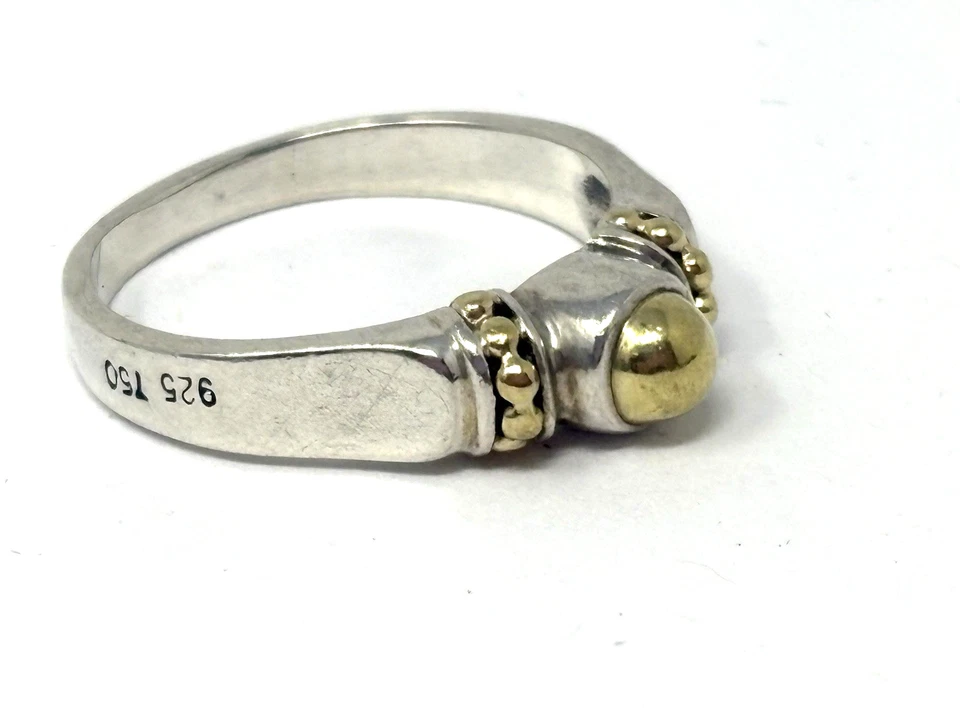 Lagos Caviar Two Tone Ring, 18K Gold and Sterling Silver, Size 9.5 - Image 2 of 4