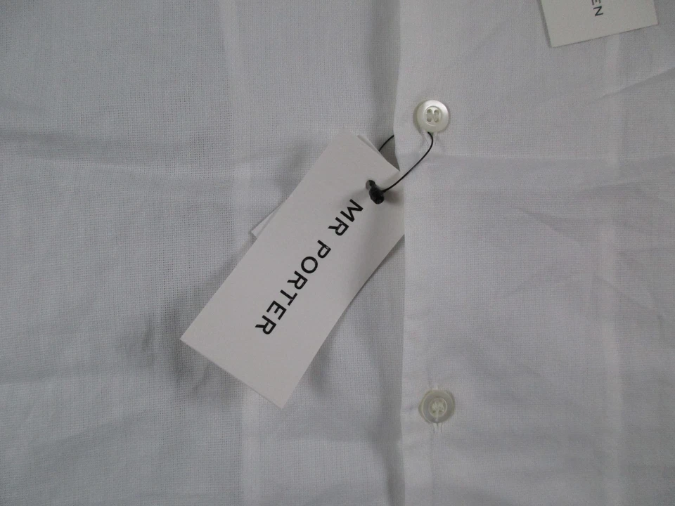 Рубашка мужская Dries Van Noten размер 52 белая хлопковая легкая на пуговицах - Изображение 3 из 4
