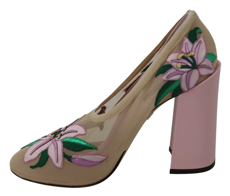 Dolce&Gabbana Mujer Rosa Zapatos de salón Seda Estampado Floral Fiesta Tacones Altos EU 39 Foto 4 de 4