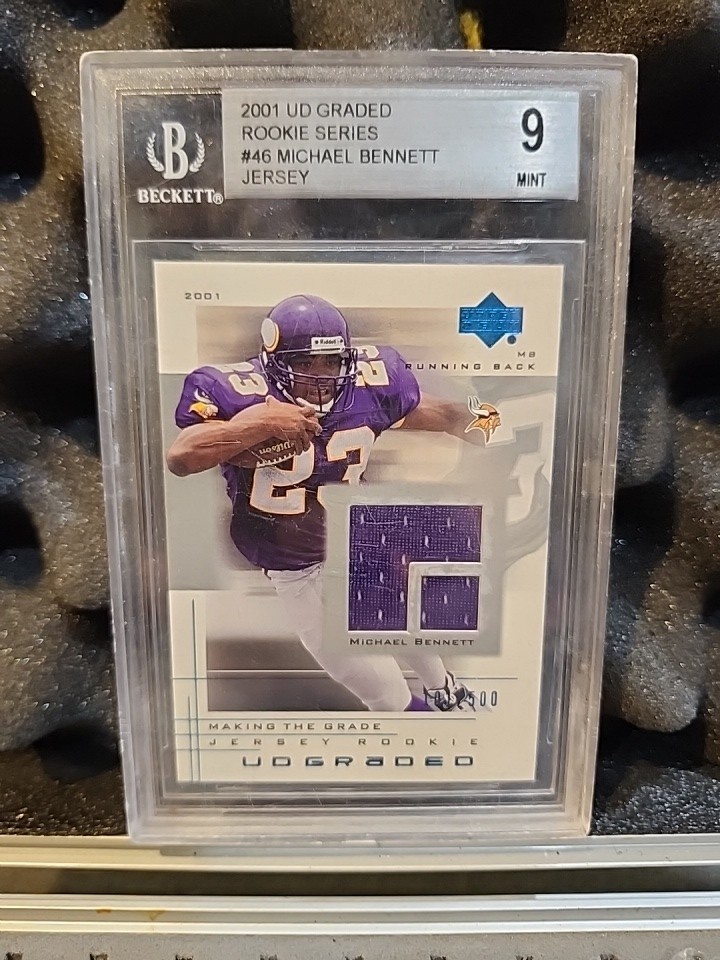 2001 UD BECKETT GRADED BGS-8 MICHAEL BENNETT ROOKIE, #46, JERSEY SERIAL #101/500