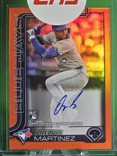 2025 Topps Orelvis Martinez #18 Real One Auto Orange Foil 16/25 RC Blue Jays