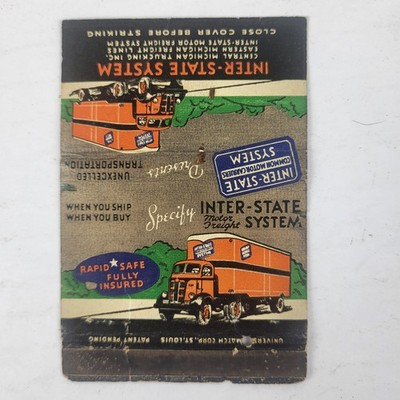 Vintage Inter-State System Trucking Ad Matchbook Cover Royal Flash Billboard USA