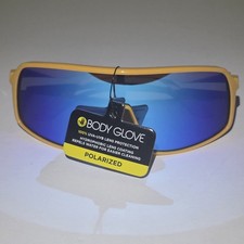 Body Glove Polarized Shield Sunglasses Blue Mirror Lens Yellow Frame