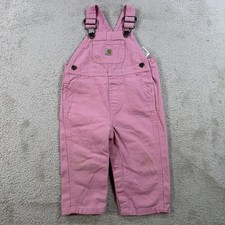 Carhartt Overalls Toddler Girls 12M Pink Heart Buttons Cotton Bibs OX9712