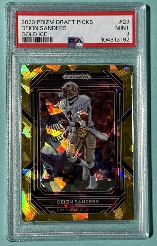 2023 Panini Prizm Draft Picks #28 Deion Sanders Gold Ice - PSA 9 Mint *POP6*