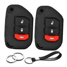2pcs Compatible with Jeep Wrangler JL Gladiator JT Flip 3 Buttons Black Key