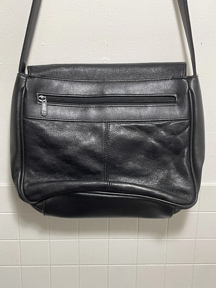 Bandolera/bolso de hombro Hush Puppies de cuero genuino negro bolso cartera Foto 4 de 4